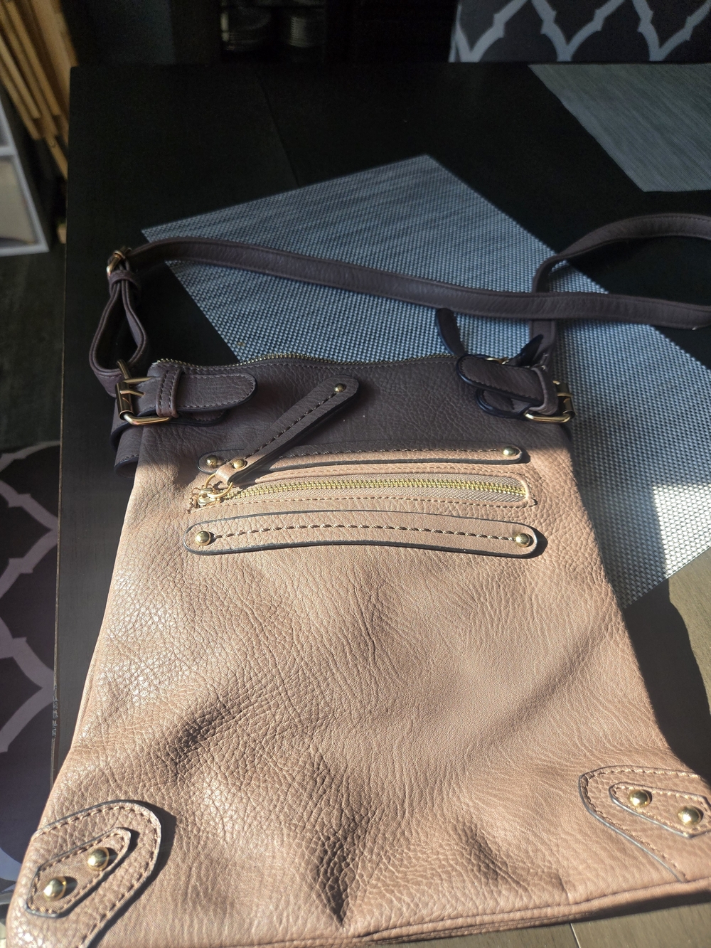 Women’s Crossbody Bag in Taupe and Dark Brown